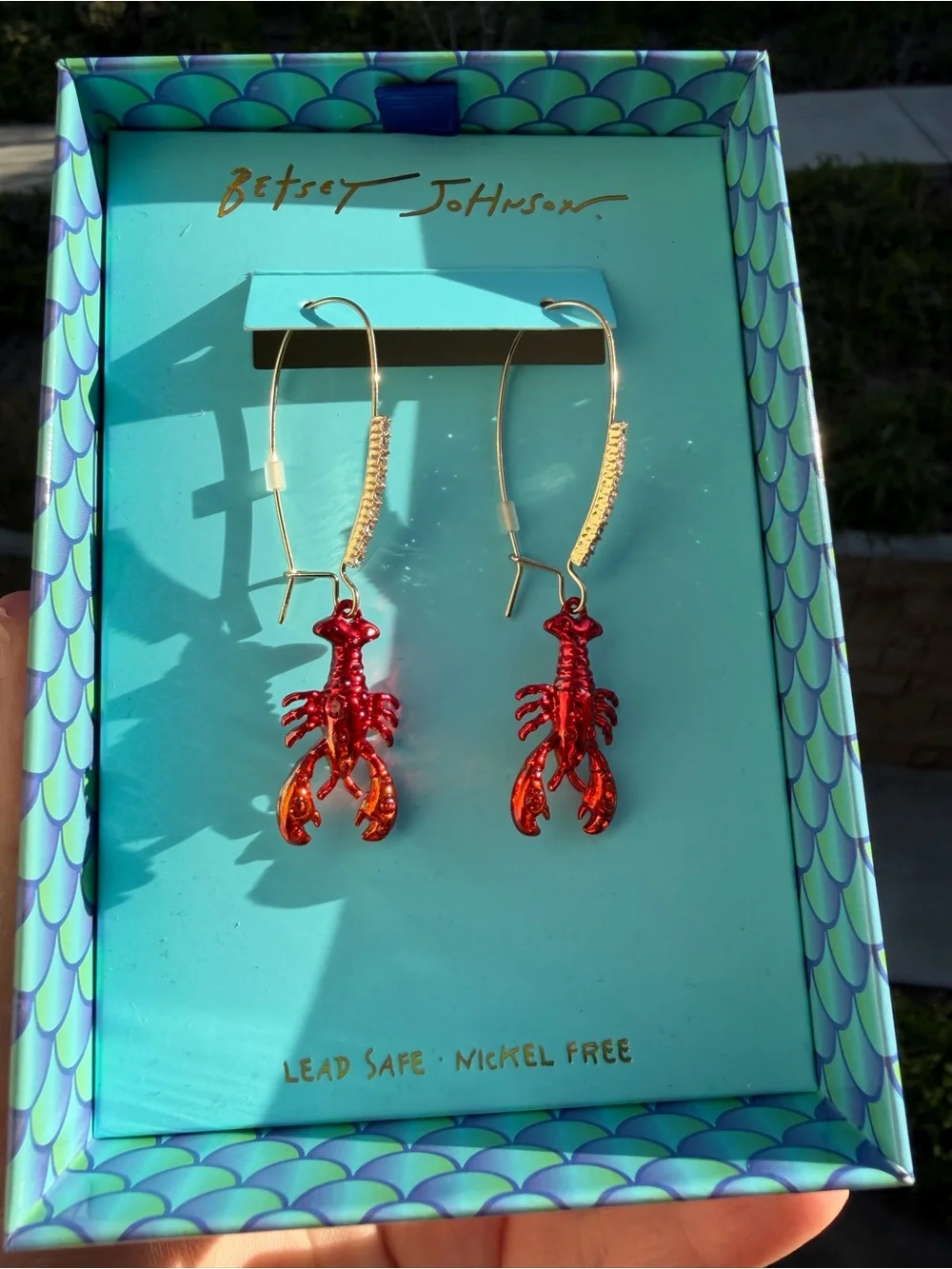 Betsey Johnson Red Lobster Dangle Earrings